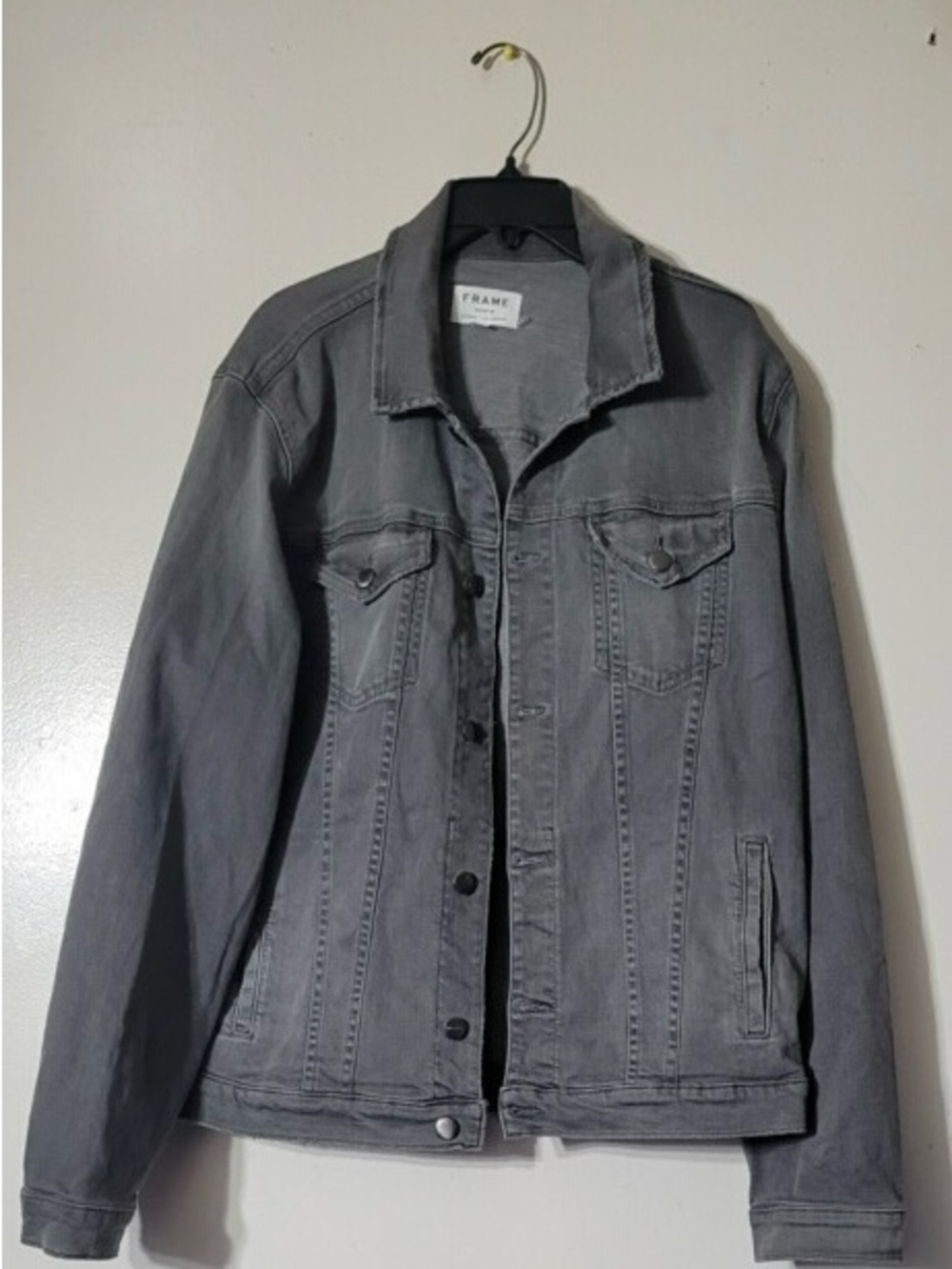Frame Denim Men's Gray Washed Denim Jacket